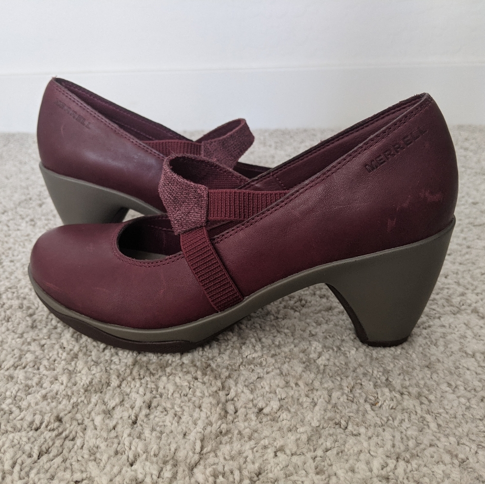 Mary Jane Distressed Leather Slip Resistant Chunky Heel Shoes Size 6.5 Academia